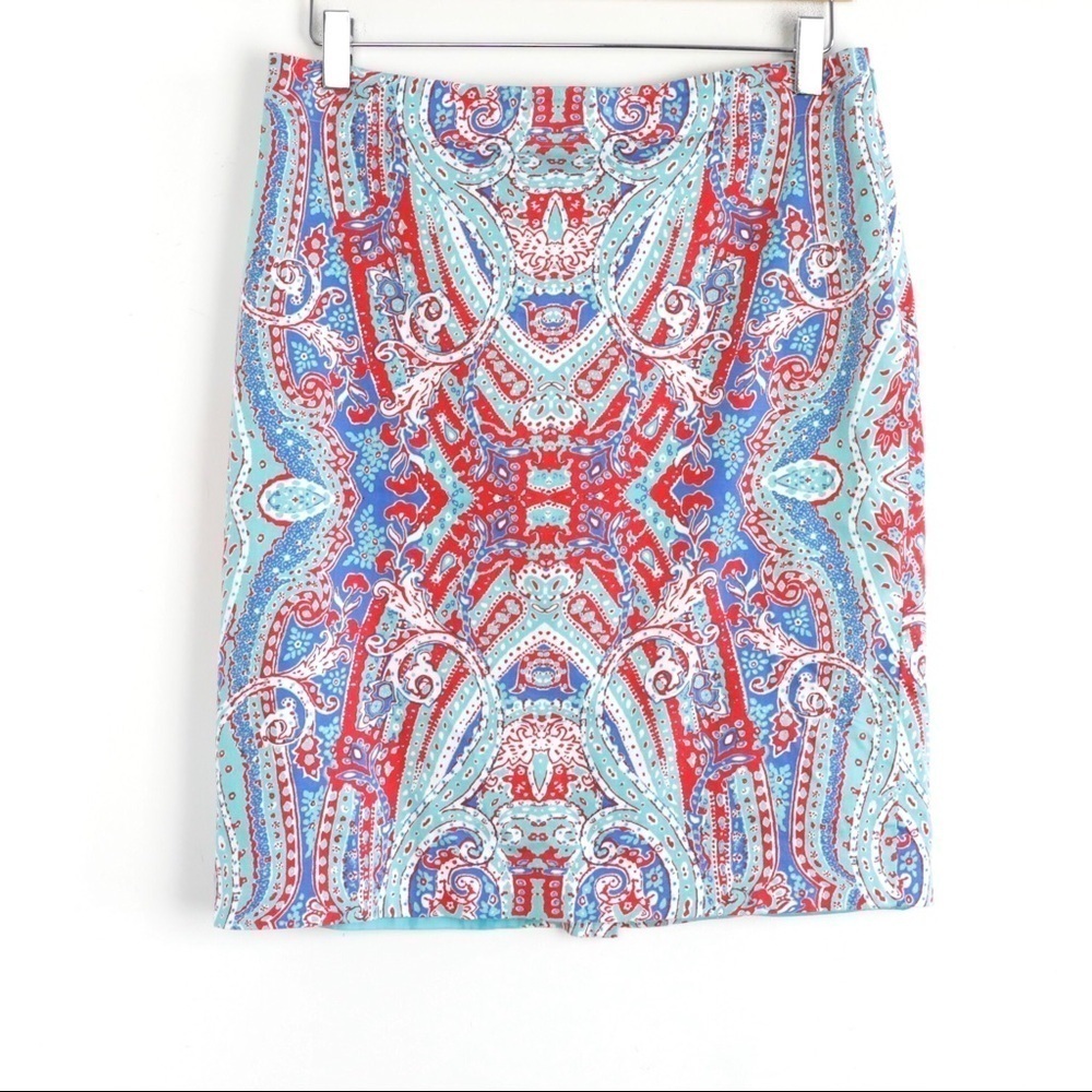 Jones New York JNY straight skirt paisley print cotton lined summer beach vibes